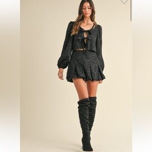 #297 front tie top and balloon skirt set